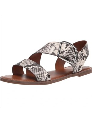 

FRANCO SARTO Женские бежевые сандалии без шнуровки со змеиной отделкой Josie с круглым носком, 7,5 м, Бежевый, H2408S3