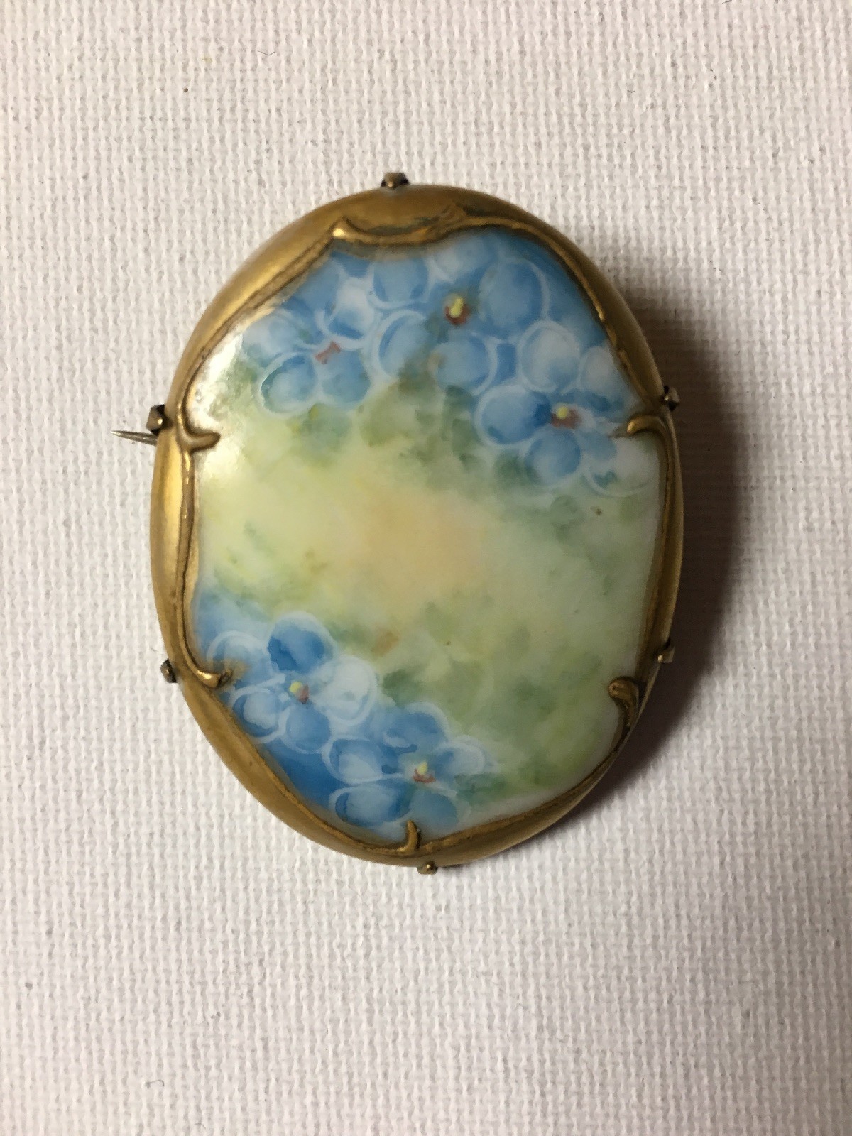 Antique Vintage Handpainted Porcelain Victorian Brooch Pin Lot Of 2  Estate