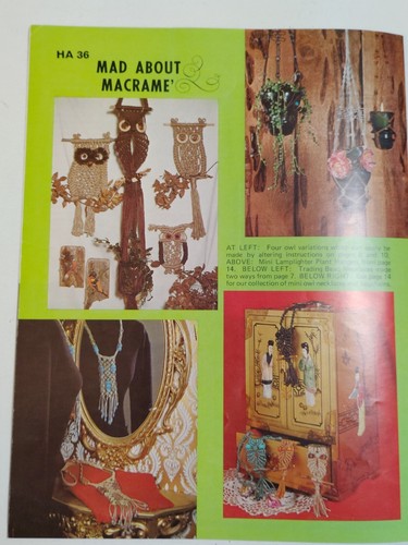 Wall Pot Hangers Jewelry Owl Mad about Macrame Hazel Pearson Handicrafts VTG 70s