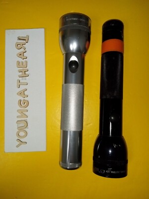 MAGLITE FLASHLIGHT D CELL *** LOT OF 2 *** PLUS EXTRA LED BULBS