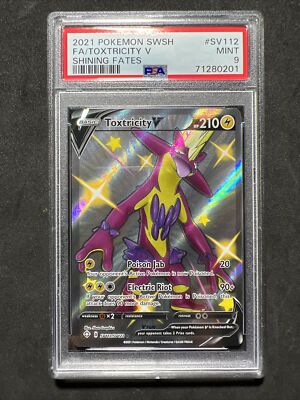   Pokemon PSA 9 Mint Shining Fates Holo Full Art Toxtricity V #SV112