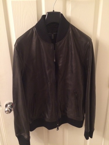 Pre-owned Neiman Marcus Italian Calfskin Leather Jackets (s,m,l,some Styles Xl,xxl) Handmade In Italy In Tan/black/grey