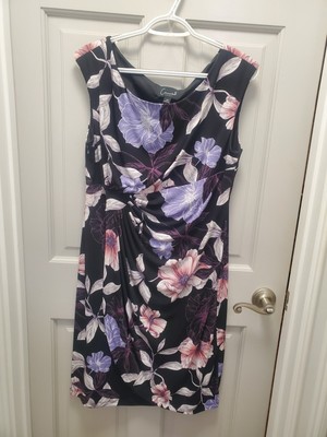 Connected Apparel Womens Floral  Faux Wrap Dress Size 14 Petite