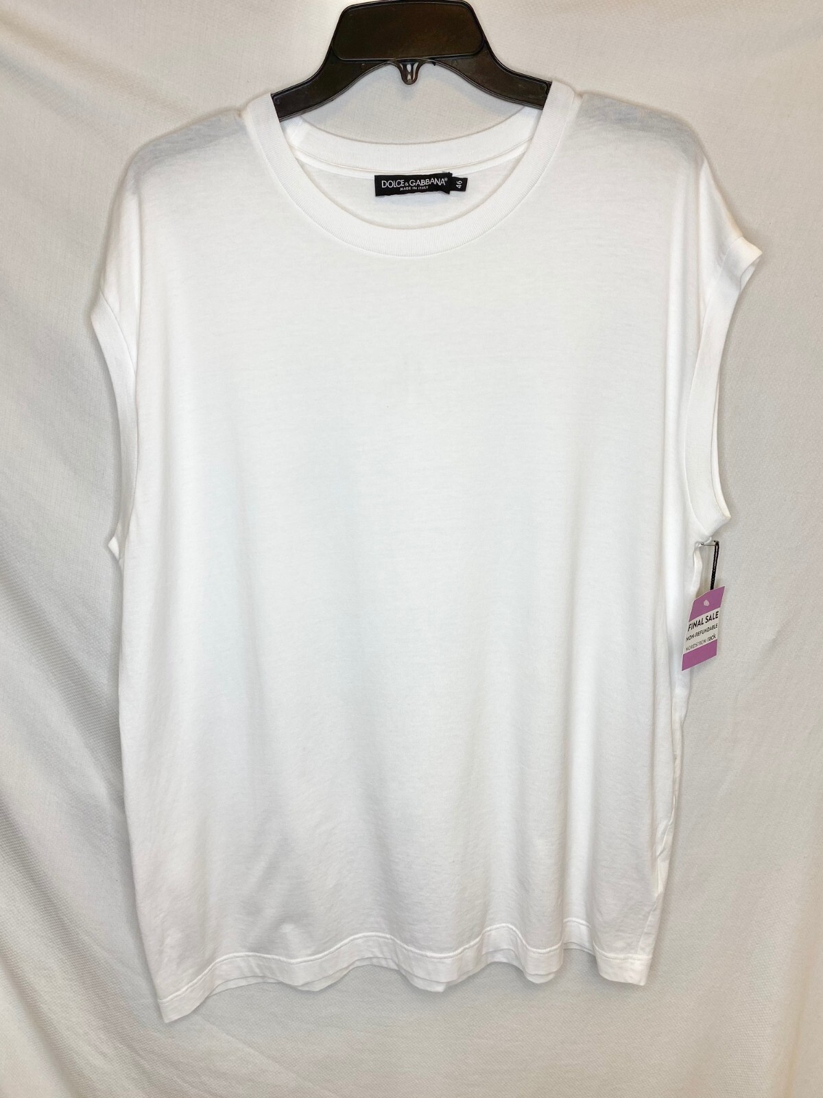 

DOLCE - GABBANA Белая дизайнерская футболка без рукавов из 100% хлопка с короткими рукавами 46, Белый