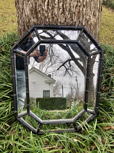 Vintage•Mid Century Mod•Black•Faux Bamboo•Wall Mirror
