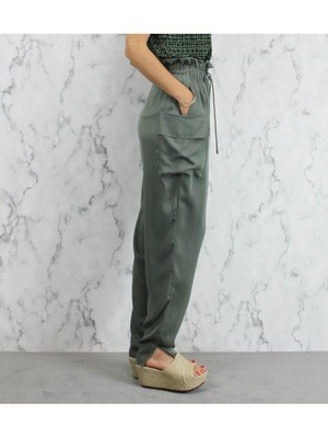 

EMPORIO ARMANI Женские зеленые эластичные брюки с оборками, Зеленый, 3K2P78