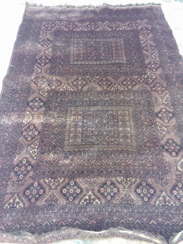 1970s Turkmnen Ensi Wool Tribal Area Rug Handknotted  Muted Browns 5x8 Ft 