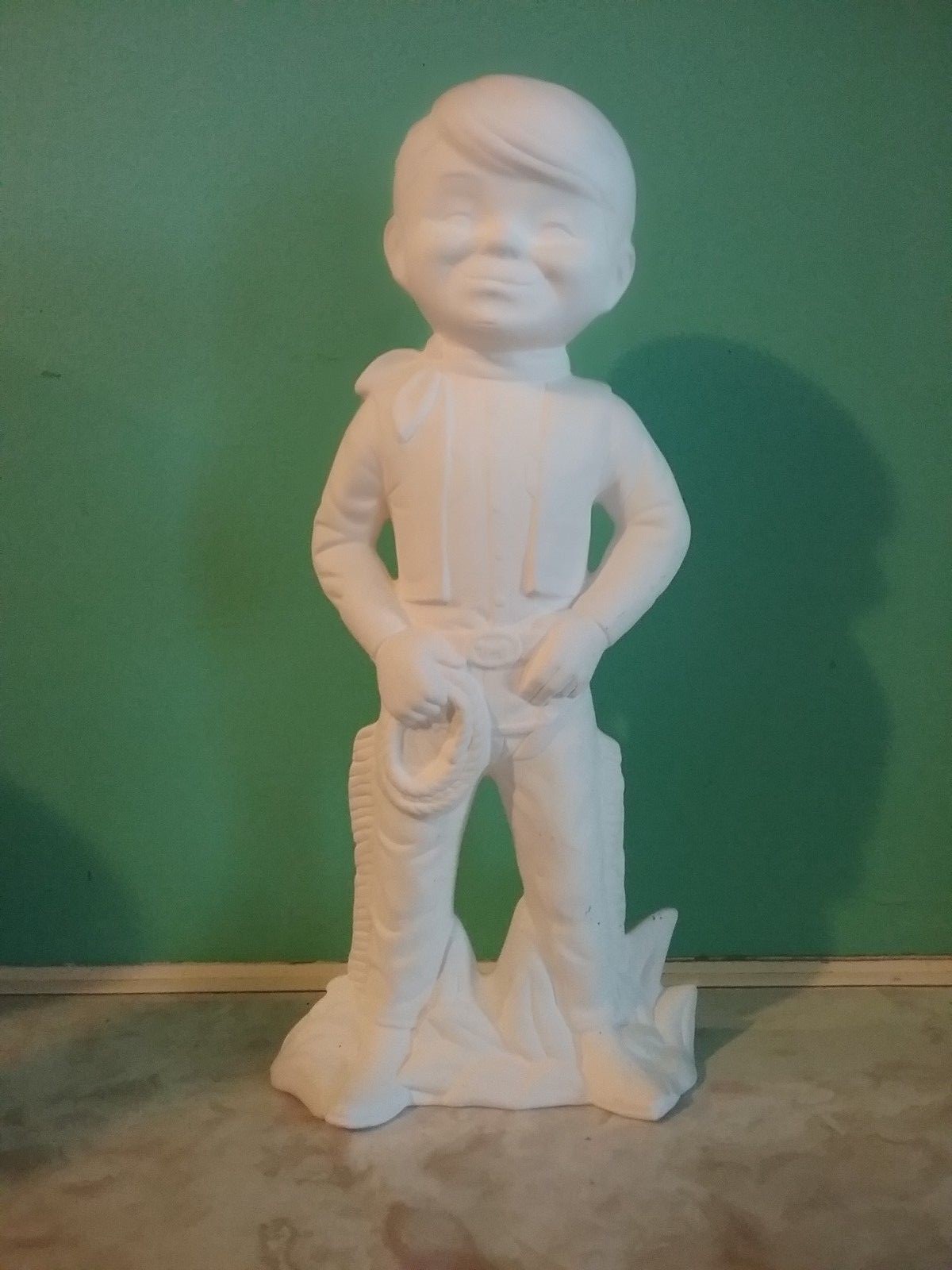 Ceramic Bisque Cowboy, unpainted; U-paint