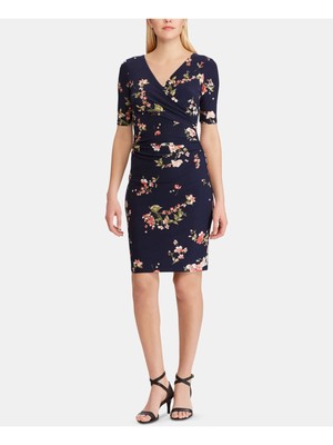 

Женское темно-синее платье-футляр выше колена RALPH LAUREN с короткими рукавами Petites, Navy