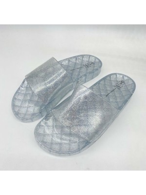 

Женские сандалии INC Silver Jelly Glitter с открытым носком без застежек, Серебряный, 100057555