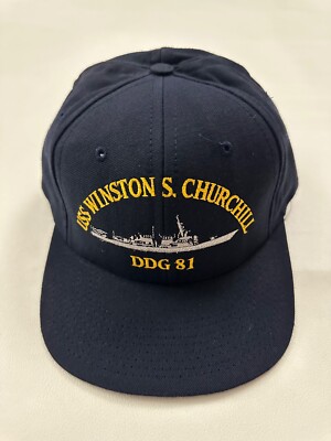 The Corps USS Winston S. Churchill DDG 81 Logo Blue Baseball Hat Cap One Size