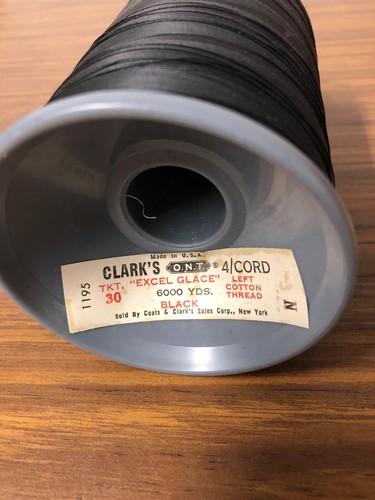 Clark O.N.T. 4/Cord 6000 Yard Left Cotton Thread Black Pre-Owned