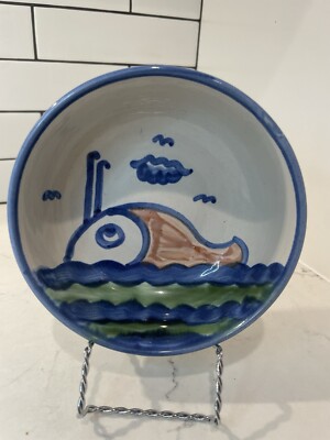 Vintage MA Hadley Pottery Whale Cereal Bowl 5 1/2 Inch