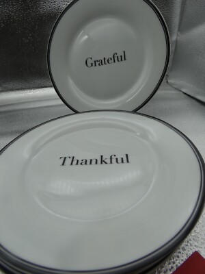 Williams Sonoma ''Open Kitchen'' Thankful/Greatful Plates Set of 4 EUC
