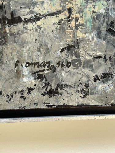 Mid Century Abstract Painting Cubism Modernism Expressionism Omar 1960’s Signed