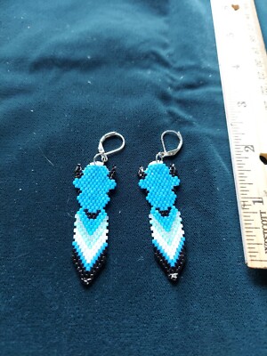 Native American Made Beaded  Buffalo Earrings
