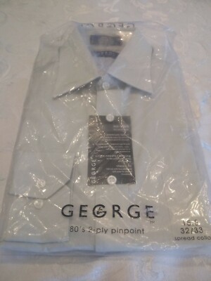 George 80's 2-ply Pinpoint Collar Shirt 15.5 32×33