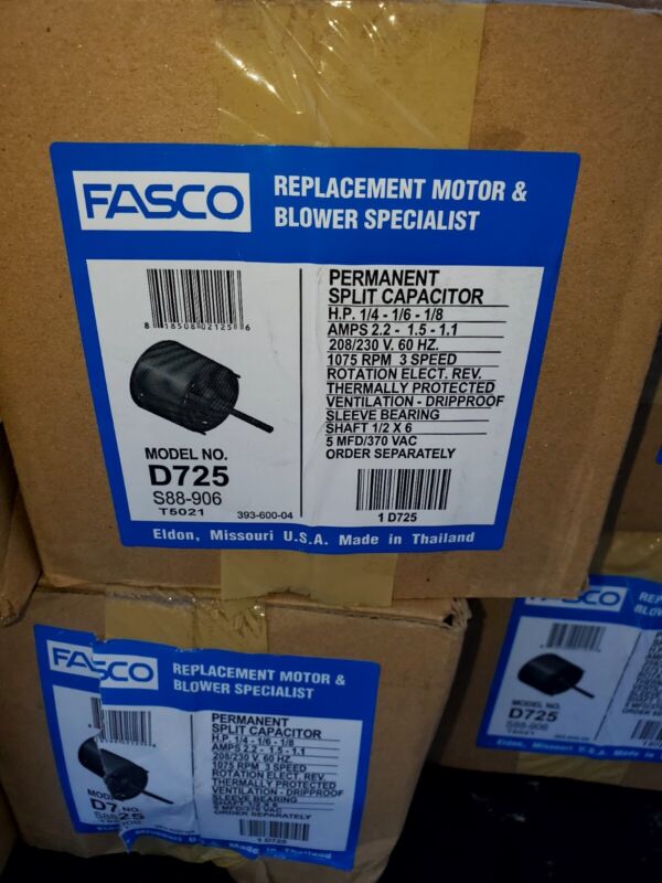 Fasco D725 5.6" 1/4-1/8 HP 230V 60HZ RPM 1075/3SP BLOWER MOTOR D725