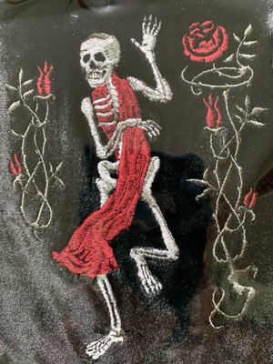 Baba Studios Memento Mori Skeleton Embroidered ,Wristlet Bag .Zip Top New Sealed