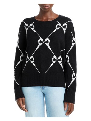 

AQUA CASHMERE Женский черный свитер с круглым вырезом и длинными рукавами с принтом