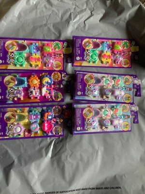 6*Polly Pocket Bracelet Treasures Wearables with Snap-Together Sections