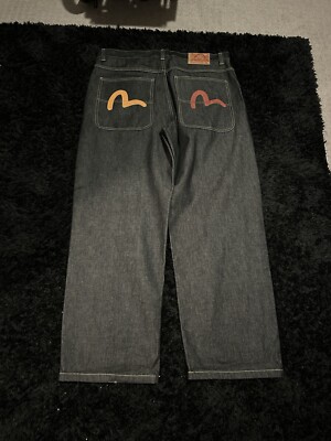 EVISU Genes Baggy Jeans Vintage Y2K Skater Hip Hop 40x33