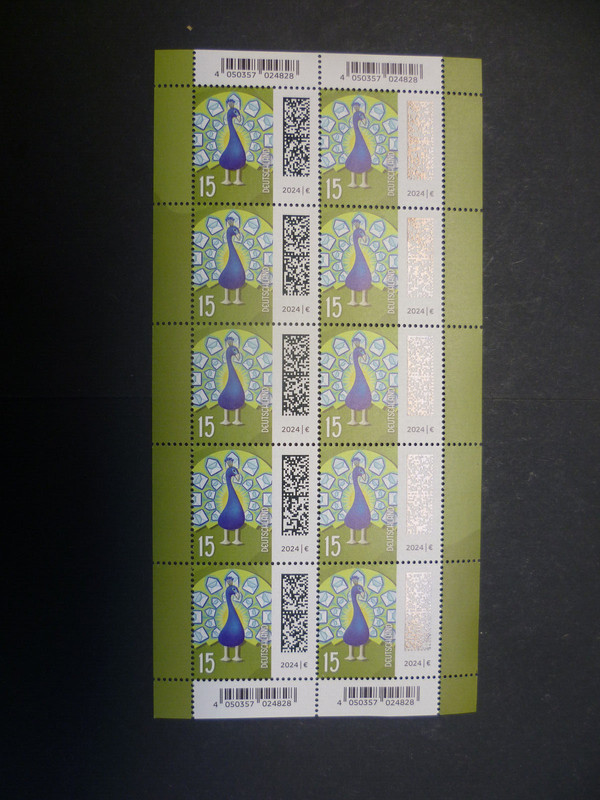 Briefpfau - Welt Der Briefe - 15 Cent - Zehnerbogen - Postfrisch - Mi.Nr. 3843