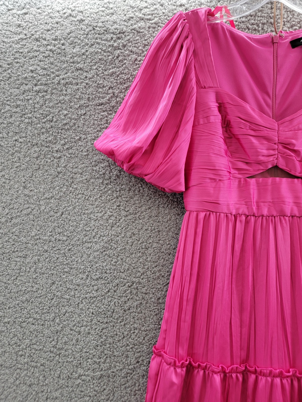 AQUA Formal Pleated Cutout A-Line Dress Women's 0 Pink Back Zipper Closure - Picture 5 of 19