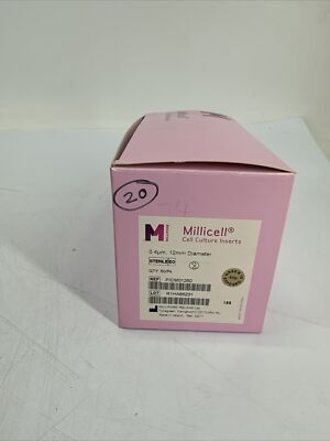 BOX OF 20 Millipore MilliCell PICM01250 Culture Plate Insert 12 mm 0.4 µM