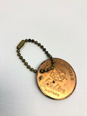 Vintage Westinghouse Life-Line Motors Coin Key Chain, 1.5