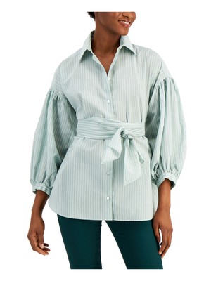 

Женский зеленый топ на пуговицах MAX MARA WEEKEND с заниженными плечами 3/4 и
