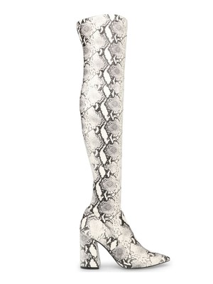 

STEVE MADDEN Женские серые ботинки Jacoby на каблуке из змеиной кожи с частичной боковой молнией, 7 м, Серый, JACO02S1