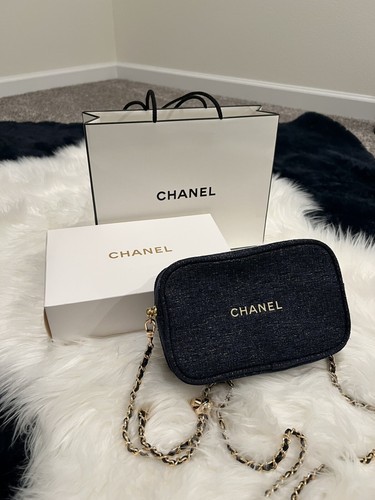 CHANEL MAKUP ライン　ショルダーポーチ NEW Chanel Beauty Beige Linen Pouch Cosmetic Bag with Mirror