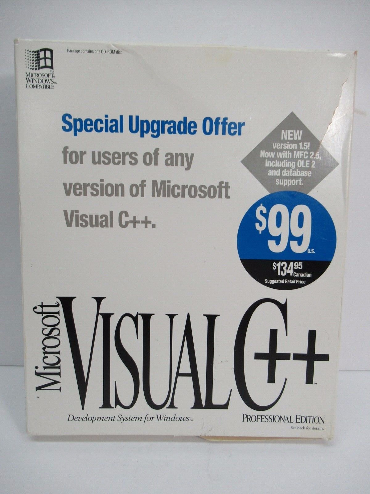 New Microsoft Visual C++ CD Upgrade Version 1.5 Professional Edition 1993