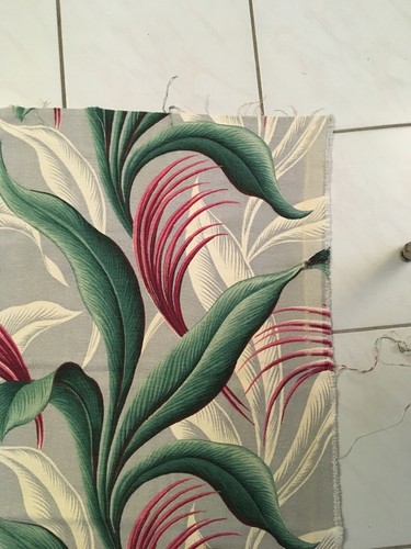 Barkcloth Fabric Remnant Tropical Leaves