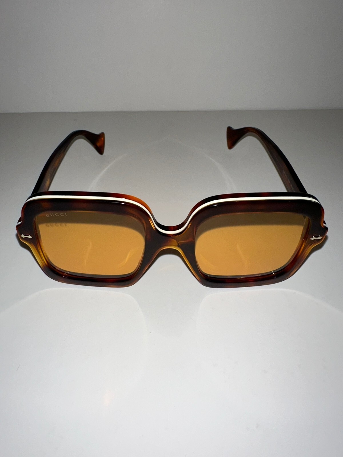 Pre-owned Gucci 706699 Square Frame Sunglasses Withdark Yellow Lens