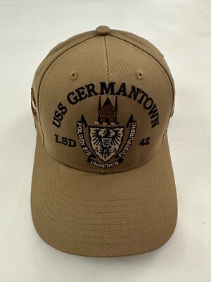 USS Germantown LSD 42 The Corps Beige Baseball Cap Hat One Size