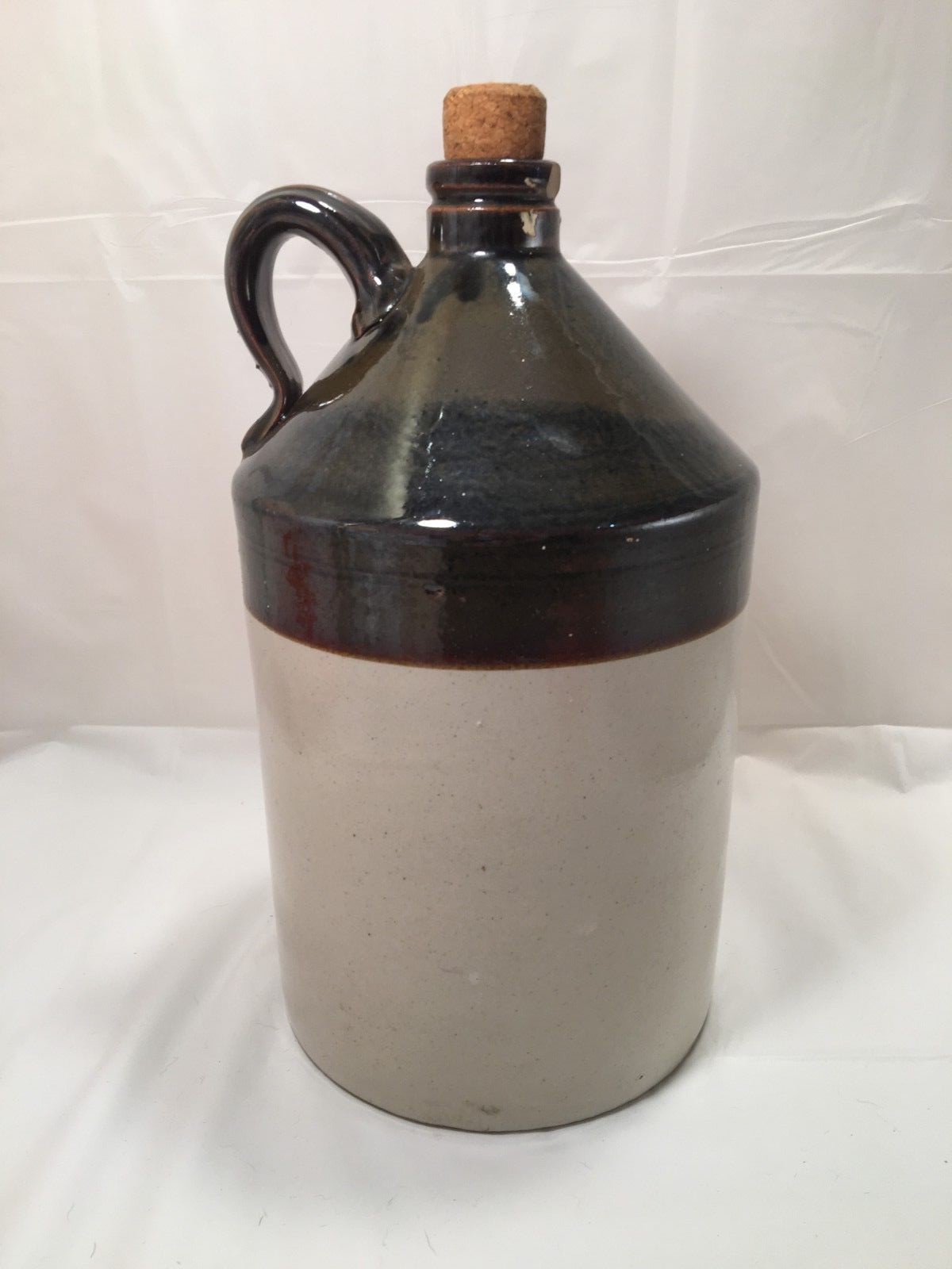 Vintage Moonshine Jug Primitive Antiques Pottery Tan Brown 6.5