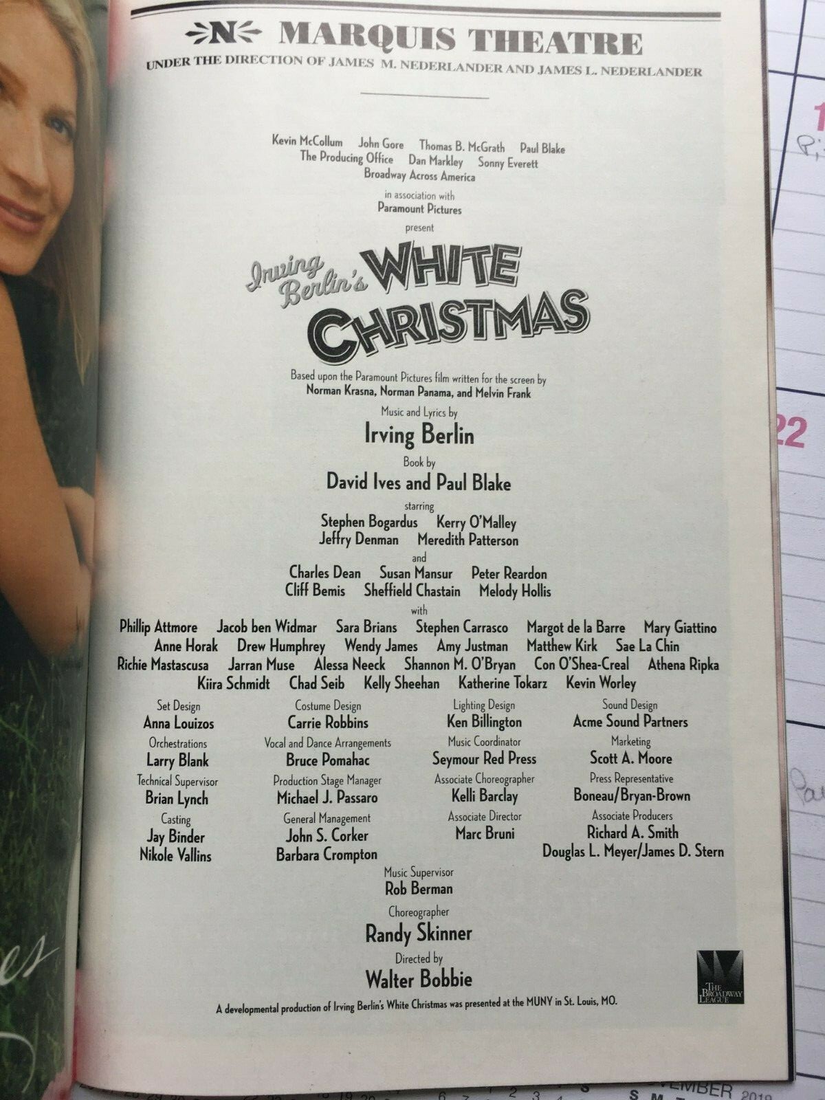 BROADWAY PLAYBILL PROGRAM WHITE CHRISTMAS NEW YORK MARQUIS THEATER