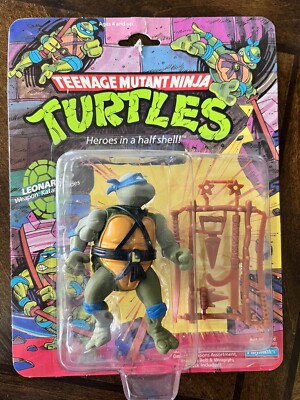 TMNT Ninja Turtles 1988 Leonardo 10 Back Playmates Action Figure Sealed on Card