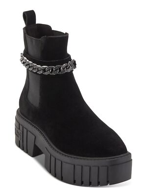 

KARL LAGERFELD PARIS Женские черные кожаные ботильоны Reign на платформе 2 дюйма с цепочкой 7,5, Черный, KL316252