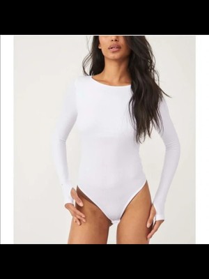

Женский белый стринги FREE PEOPLE с ластовицей и длинными рукавами, топ XS\S
