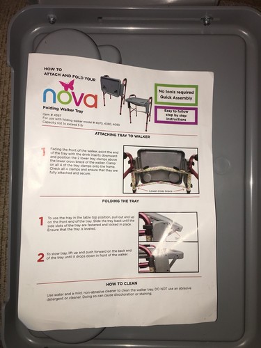 NOVA  Products Tray for Folding Walker With Cup Holders
