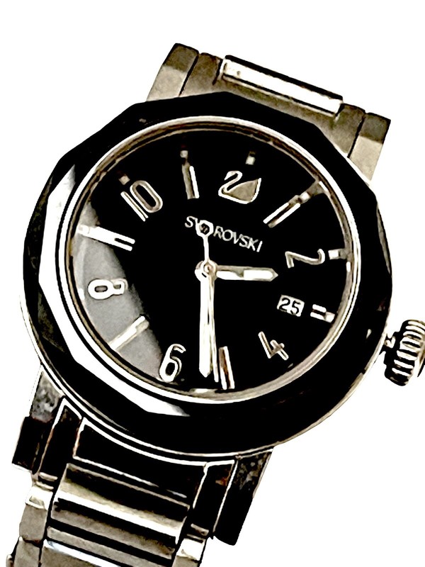Swarovski Black Faceted Crystal Bezel Watch Black Octea Moon Watch by Swarovski available at Talisman  main image 2