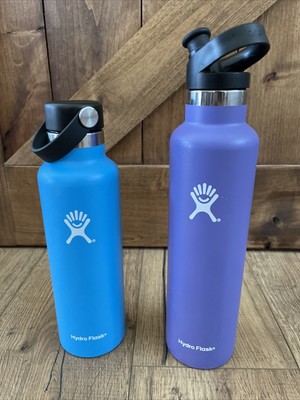 Hydro Flask Lot Purple 24oz Blue 21oz EUC Stainless Bpa Free Water Bottle Bundle
