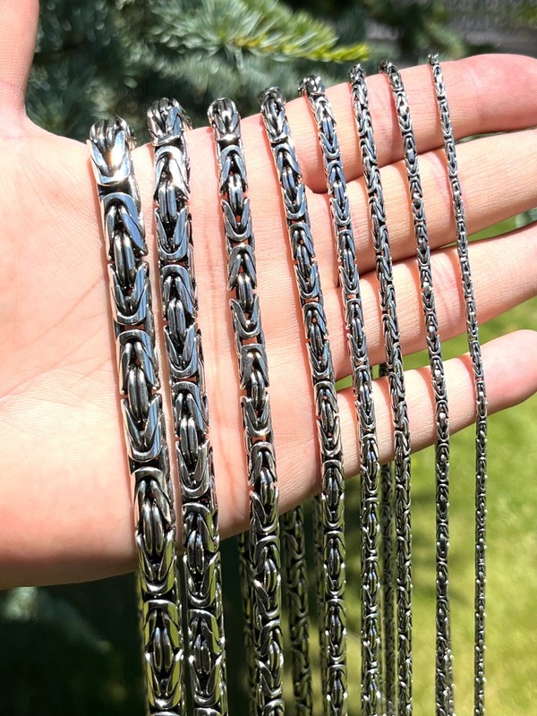925 sterling silver round oxidized byzantine chain, Handmade byzantine chain