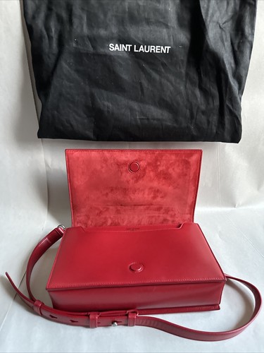 Saint Laurent Paris YSL Medium Red Patent Leather Chain