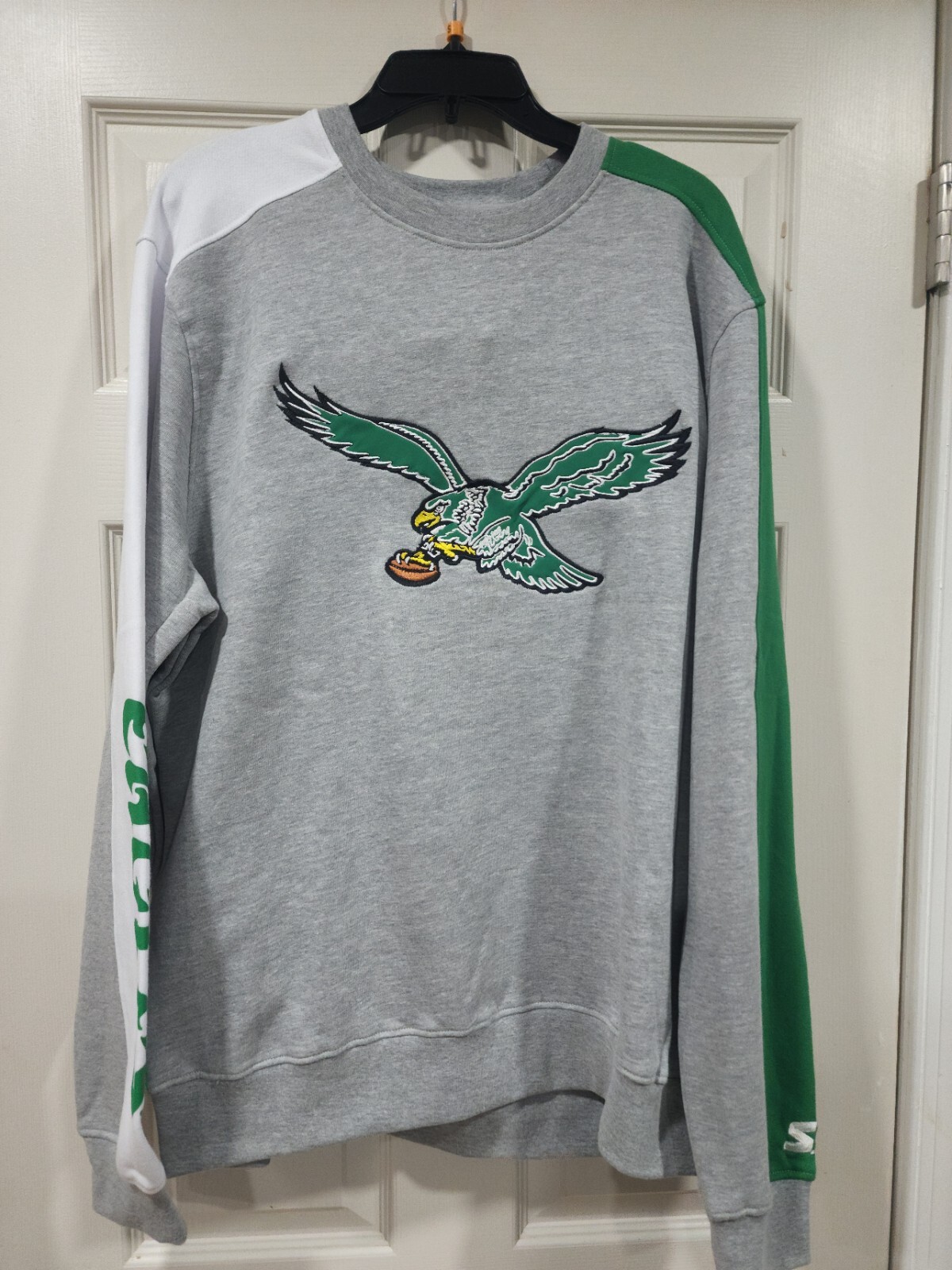 Philadelphia Eagles Starter Crewneck Sweatshirt Retro Gray Kelly Green Mens XL