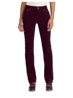 

RALPH LAUREN Женские бордовые прямые брюки со средней посадкой и пуговицами, Burgundy, 200671639029