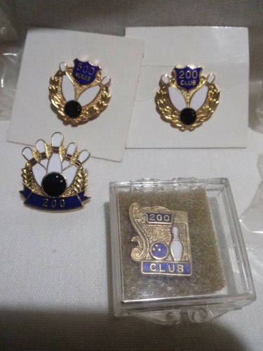 LOT OF VINTAGE WIBC BOWLING PINS ENAMEL LEAGUE HIGH SERIES 200 500 CLUB